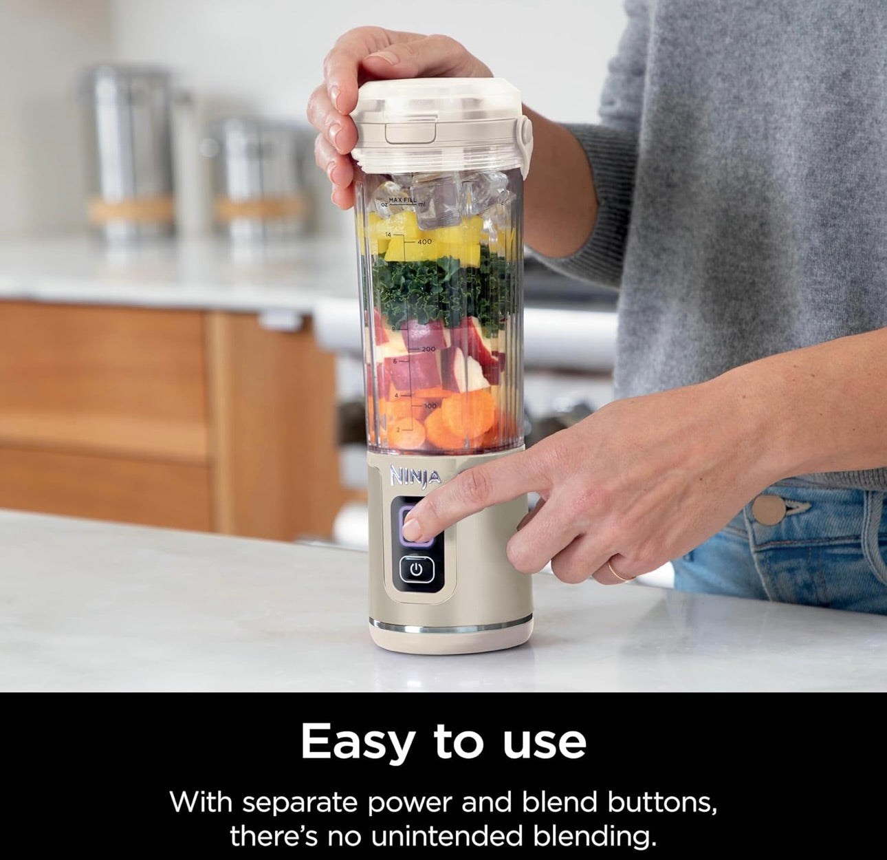 Ninja Blast Portable Blender, Cordless, 18oz. Vessel, Personal Blender BPA Free, Leakproof-Lid and Sip Spout, USB-C Rechargeable, Dishwasher Safe Parts - Vanilla Bean BC151VB