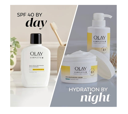 Olay Complete+ Gesigbevogtiger met Sonskerm SPF 40, Vir Sensitiewe Vel, Breëspektrum Voed Vogversperring - Ceramiede 6 Oz
