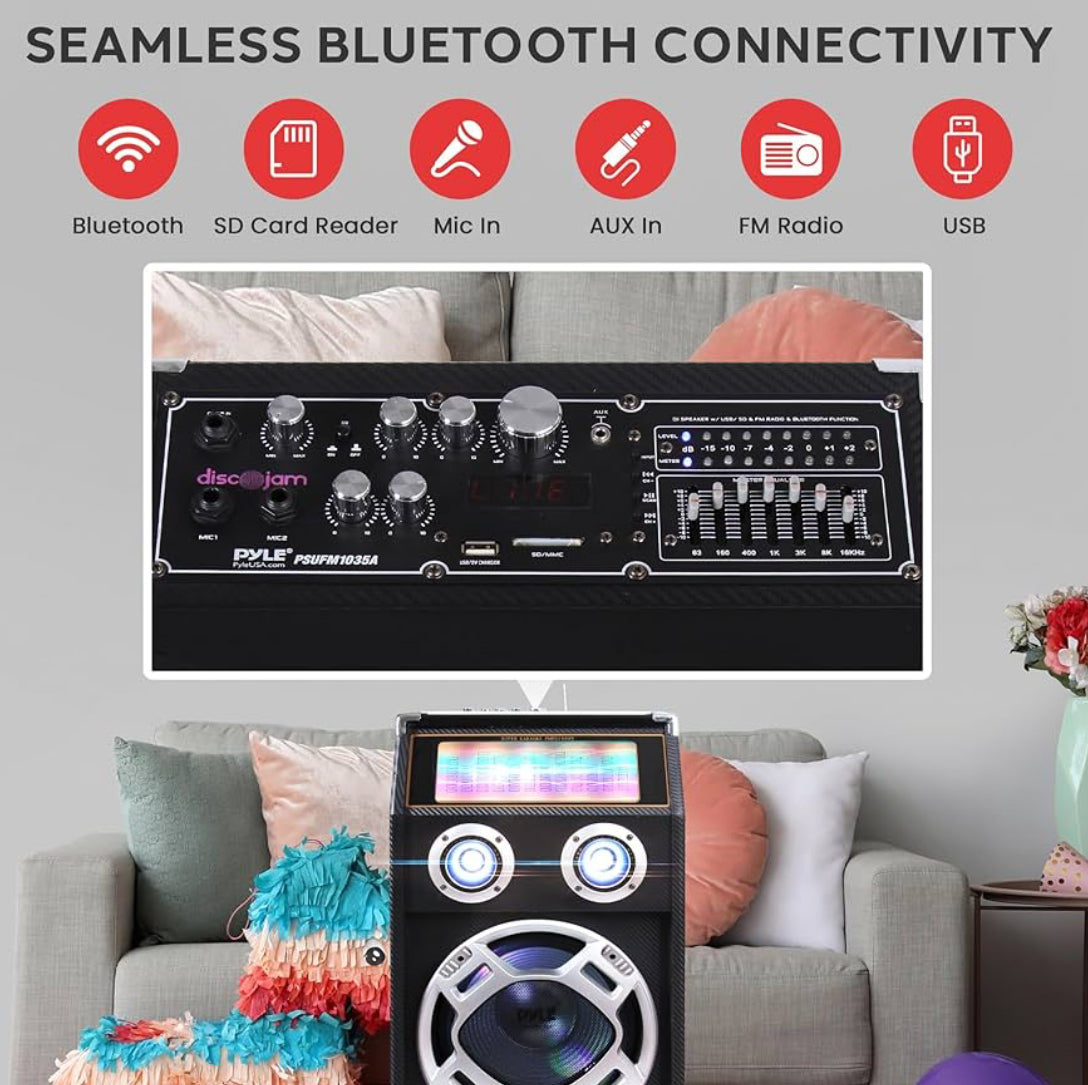 Draadlose Draagbare Hoëkrag Bluetooth Aktiewe PA Luidsprekerstelsel – 1000W Versoenbare Buiteluidspreker met USB SD MP3 FM Radio AUX RCA LED DJ-ligte