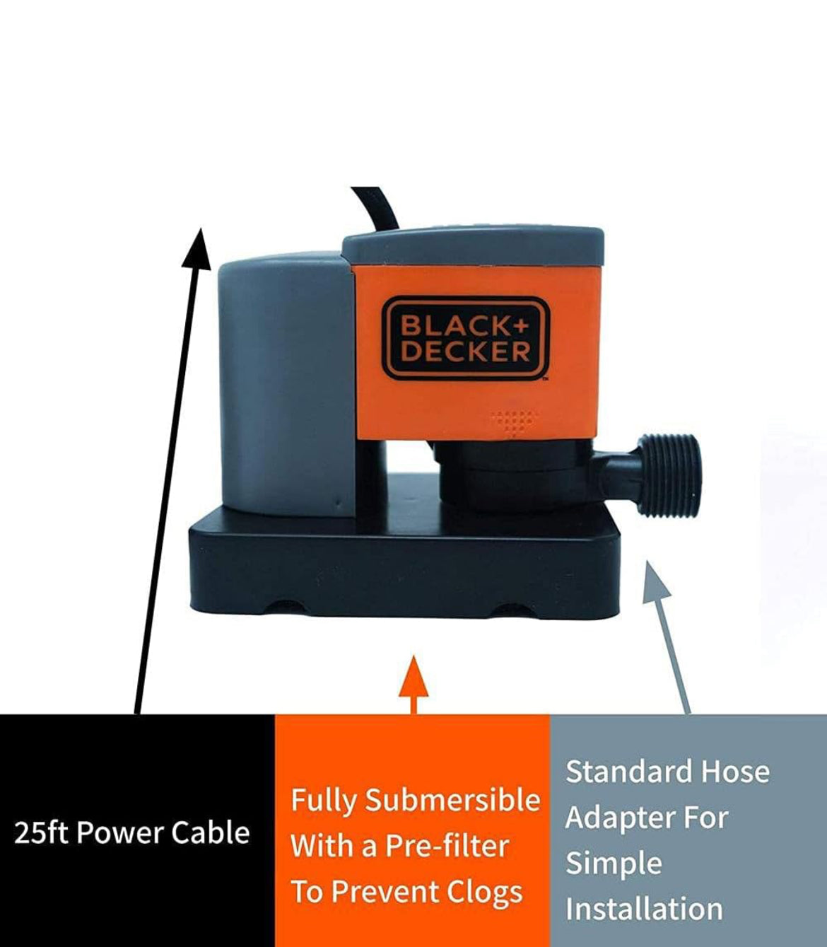 BLACK+DECKER Swembadseilpomp, 350 GPH Outomaties