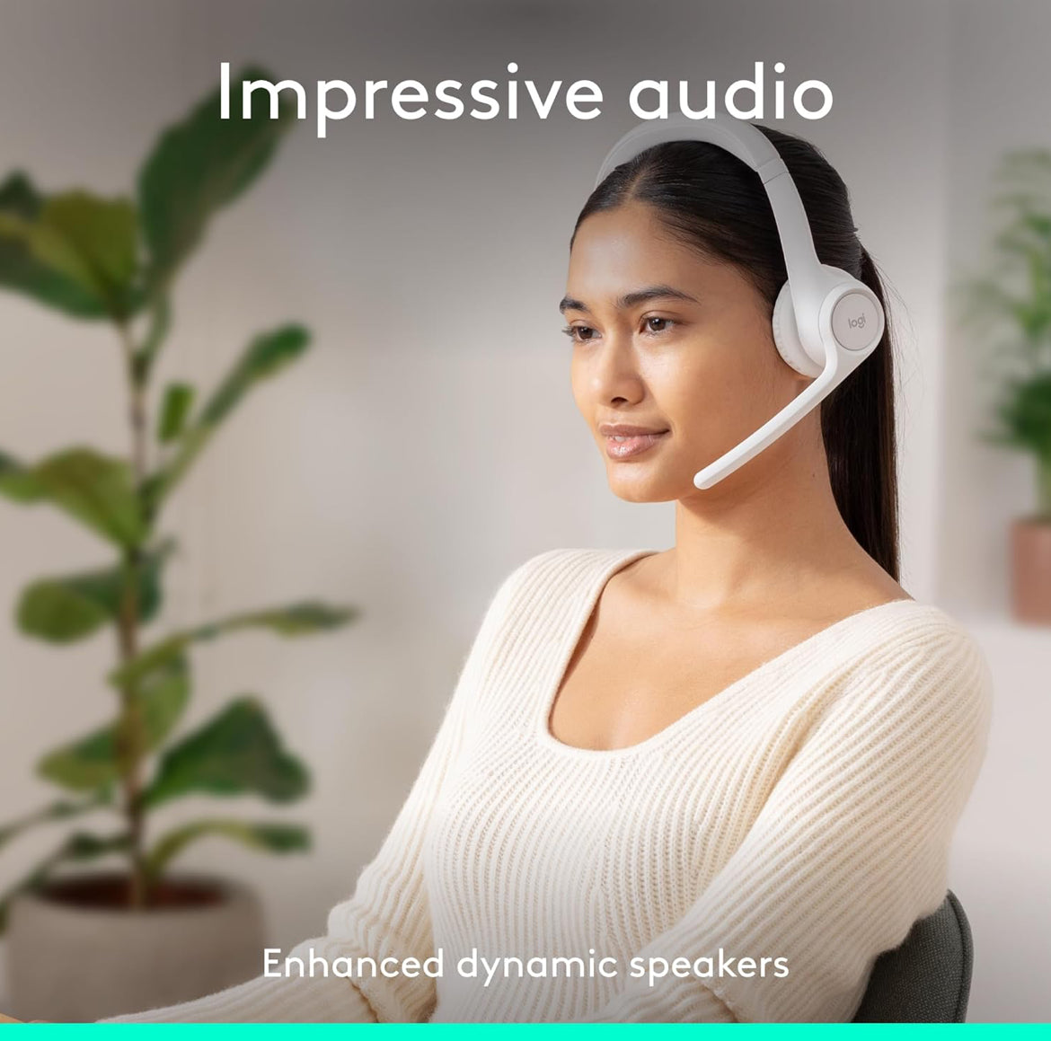 Logitech Zone 300 Draadlose Bluetooth Headset met Geraasonderdrukkende Mikrofoon, Versoenbaar met Windows, Mac, Chrome, Linux, iOS, iPadOS, Android – Off-White