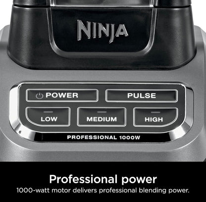 Ninja Professionele Versapper 1000W, Total Crushing-tegnologie vir Skommels, Ys Fynmaak en Bevrore Vrugte, Volgrootte Tafelbladversapper, 72-ons-beker - Swart en Grys - BL610