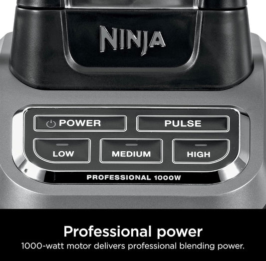 Ninja Professionele Versapper 1000W, Total Crushing-tegnologie vir Skommels, Ys Fynmaak en Bevrore Vrugte, Volgrootte Tafelbladversapper, 72-ons-beker - Swart en Grys - BL610