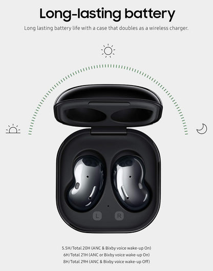 SAMSUNG Galaxy Buds Live Ware Koordlose Oorfone Amerikaanse Weergawe Aktiewe Geraaskansellasie Koordlose Laaikissie Ingesluit, Mystic Black