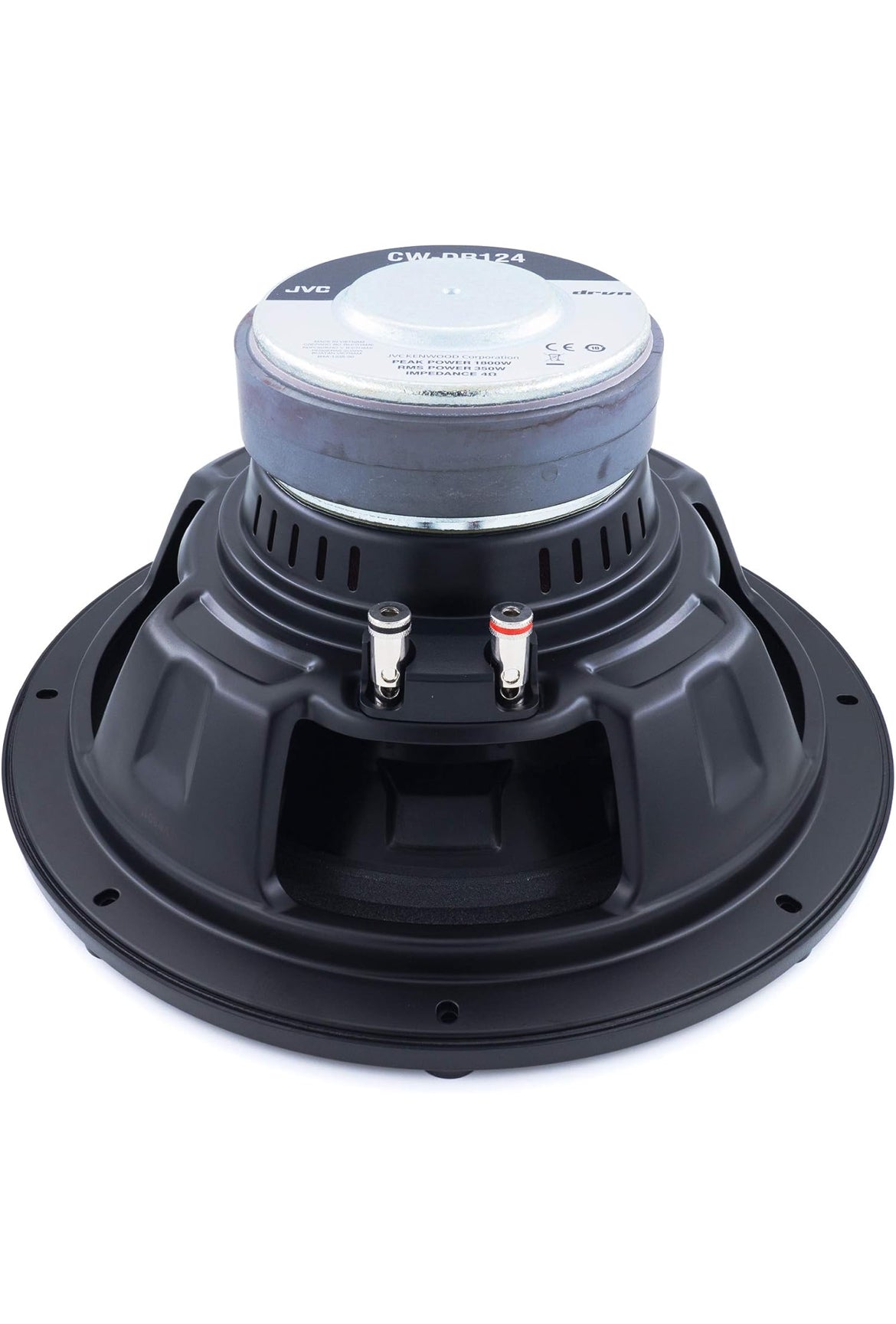 JVC CW-DR124 DRVN 12" 4-ohm 350 Watt Motorklank Subwoofer – Enkel (Swart) met Betroubare Lae Frekwensie Slagkrag