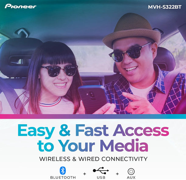 Pioneer Single Din Car Stereo w/ Bluetooth, USB, AM/FM RadioDigital Media Receiver, Color Change, 50W x 4 Output, 13-Band EQ, iPhone/Android Compatible, Front/Rear/SW Selectable RCA