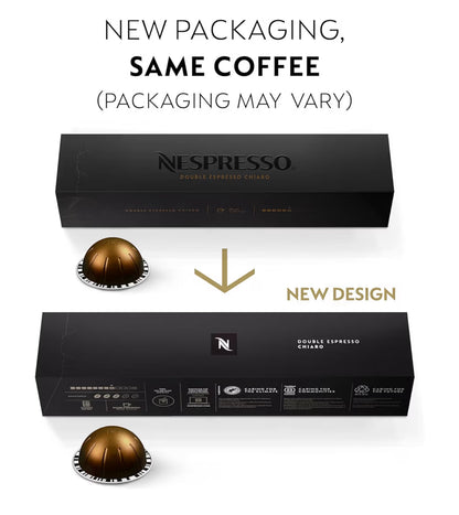 Nespresso Kapsules Vertuo, Dubbele Espresso Chiaro, Medium Roes Espresso Koffie, Brousels 80ml. - 30 Kapsules Koffie