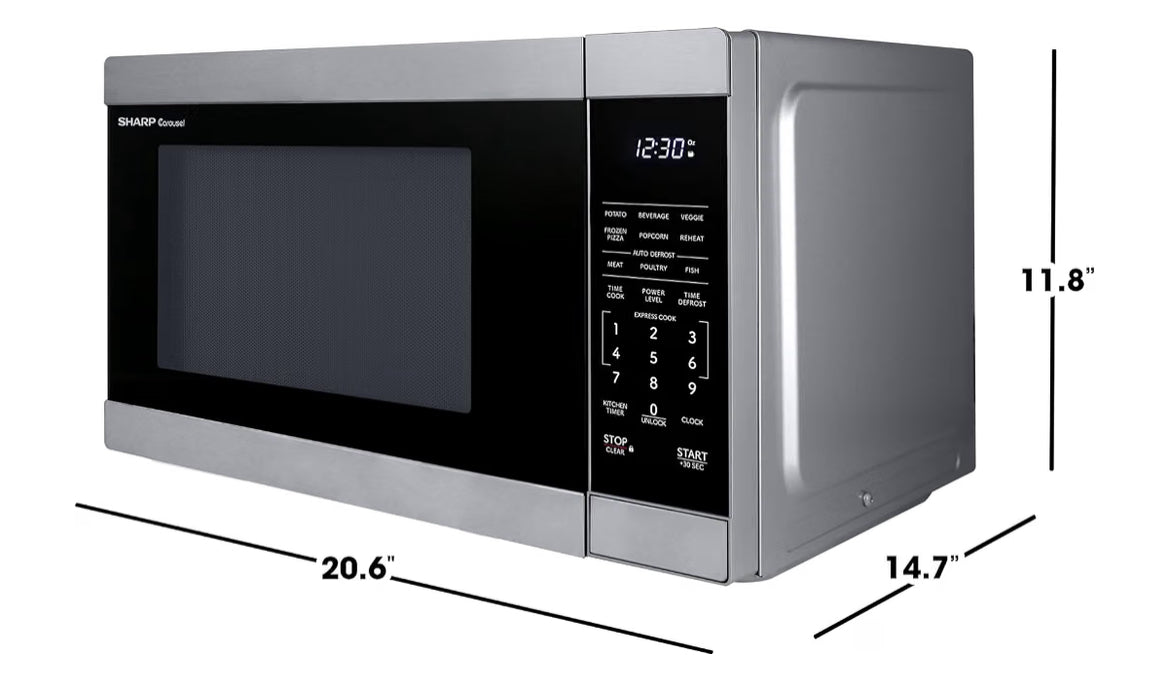 Sharp SMC1162KS 1.1 cu. ft. 1000W Stainless Steel Countertop Microwave Oven
Removable 12.4" Carousel Turntable