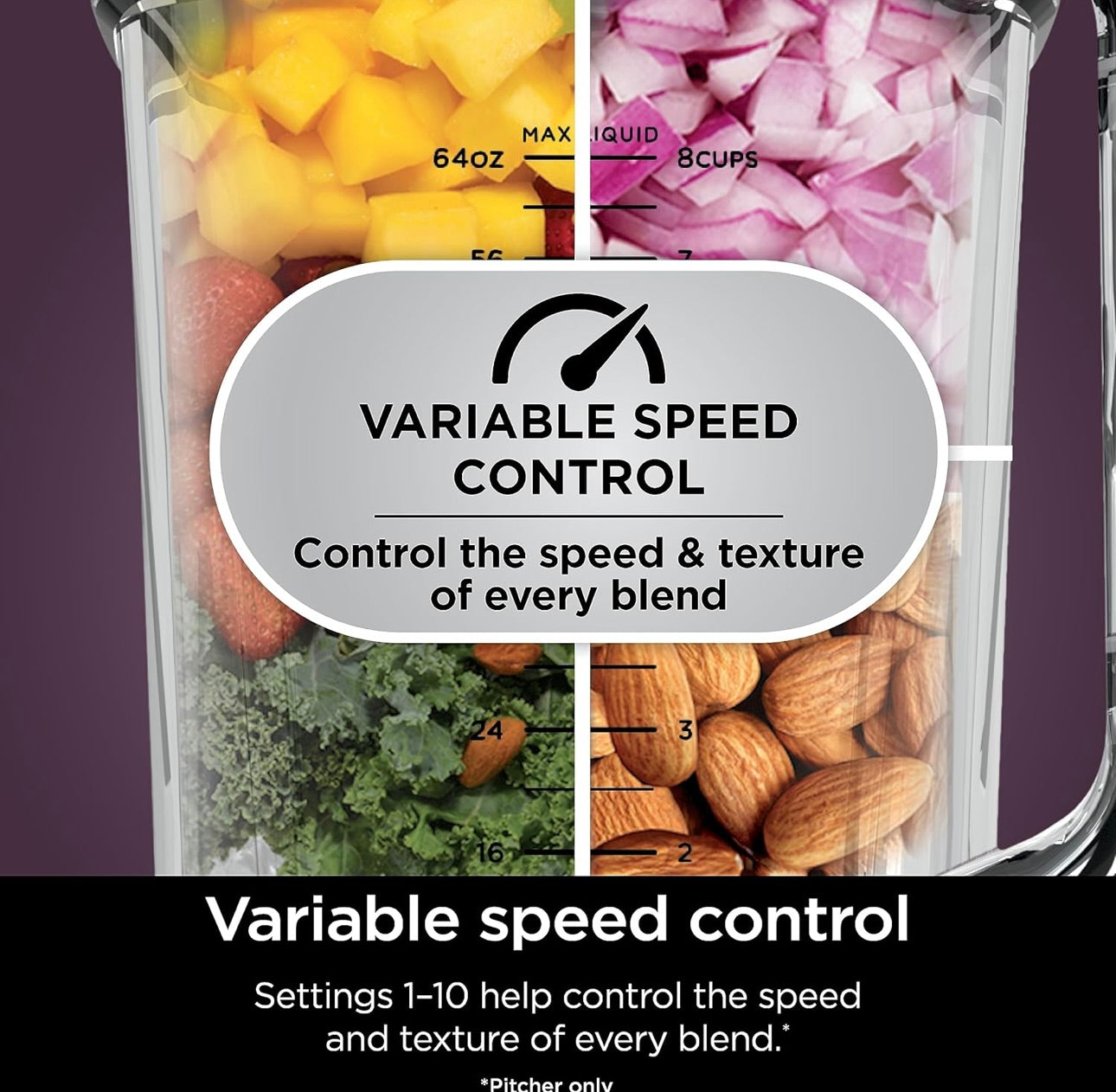 Ninja All-in-One Blender & Food Processor BlendSense Intelligence for Perfectly Smooth Results 1800 Watt - Black TB401
