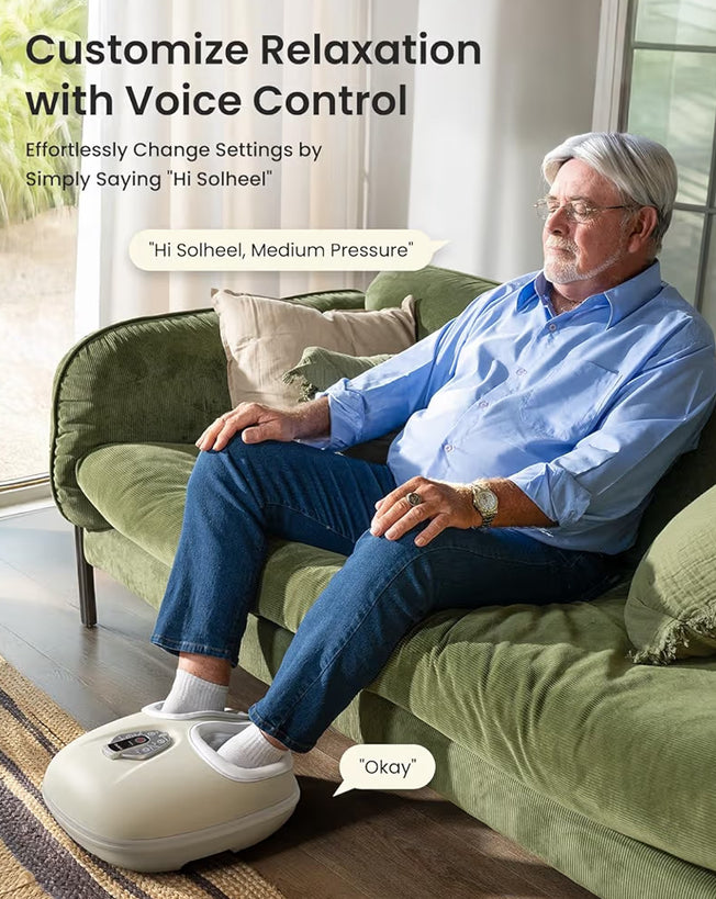 Foot Massager Machine w/ Shiatsu Foot Massager for Plantar Fasciitis Cordless Control - Exclusive Voice Control