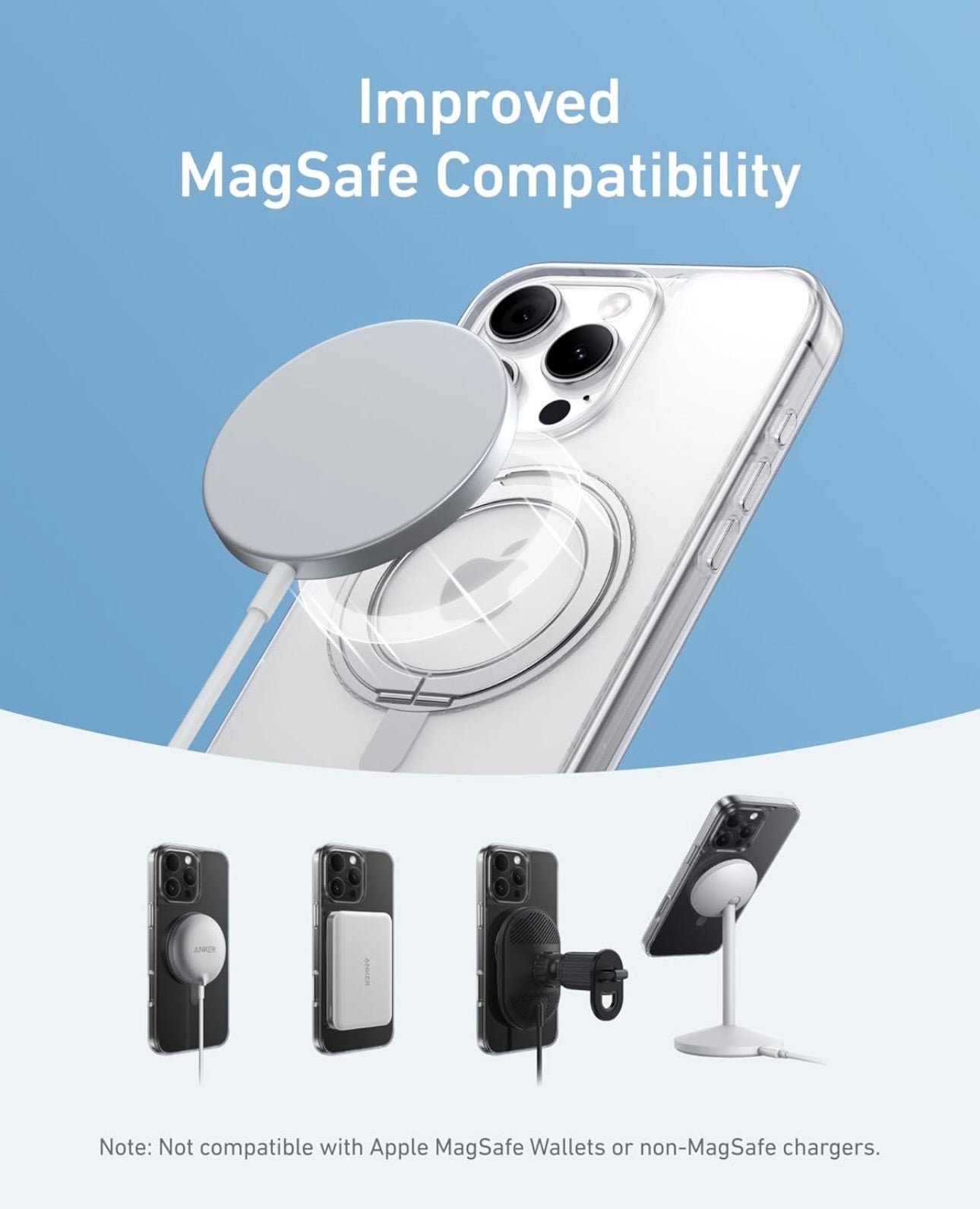 Anker Ultra Magnetic for iPhone 16 Pro Max Case with Sturdy 360° Ring Stand - MagSafe(Black)