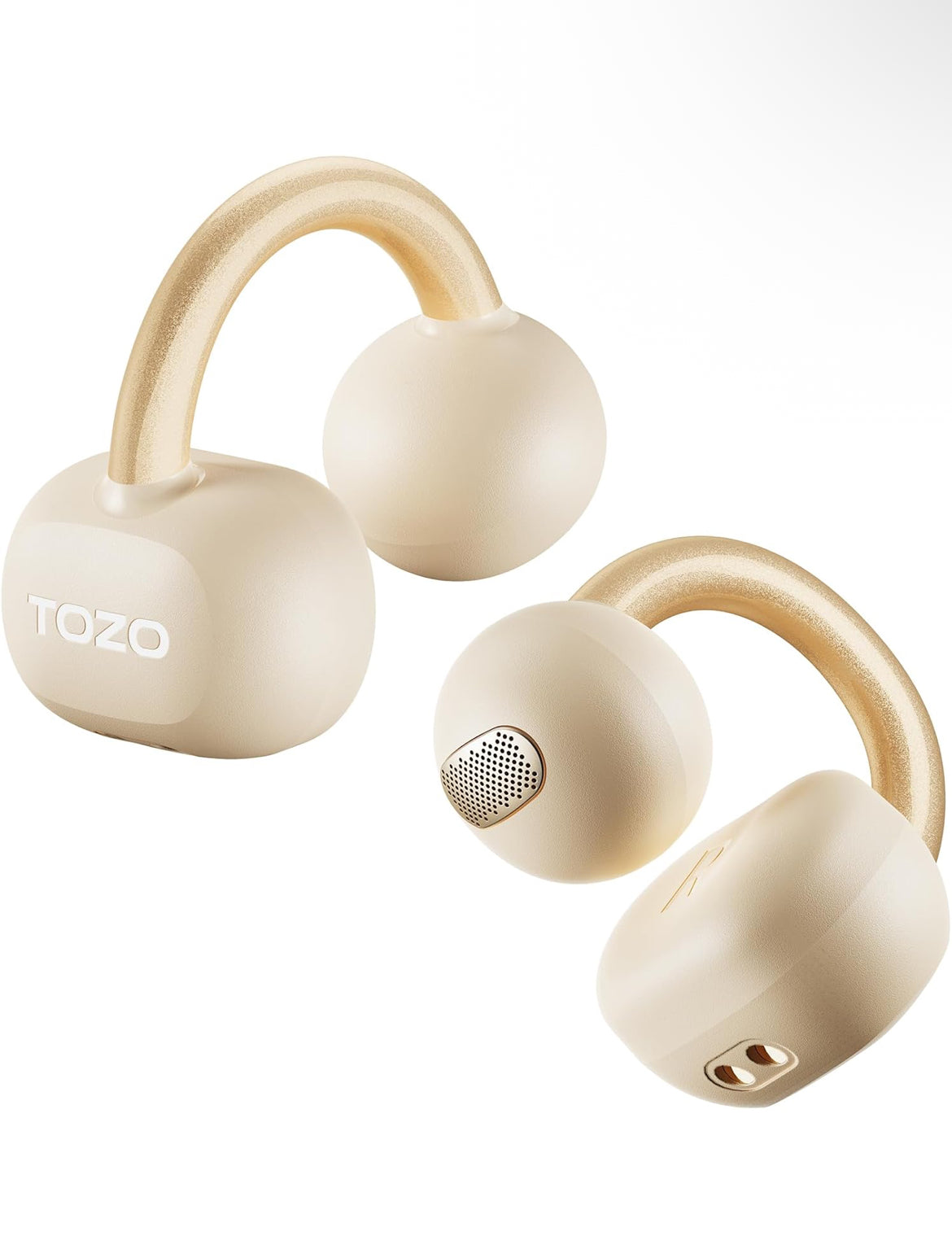 Open Ear Clip Earbuds, Lightweight Comfort 40H Play BT w/ Smart Digital Display - Khaki