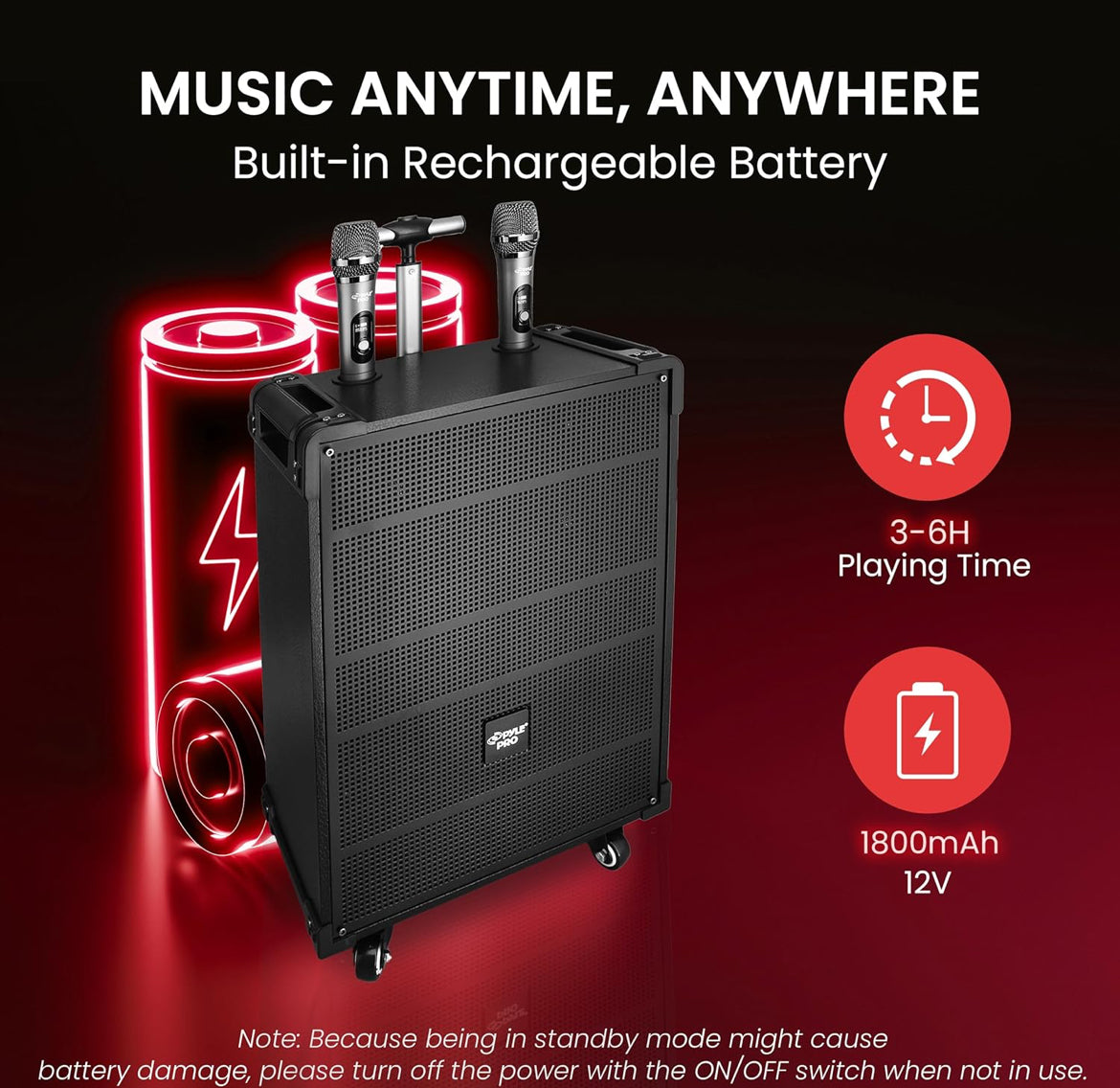 Draagbare 10" Koordlose Bluetooth Luidsprekerstelsel - Ingeboude Herlaaibare Battery, Koordlose Mikrofoon, USB/Mikro SD/FM - 600 Watt FM Radio met Digitale LED Skerm
