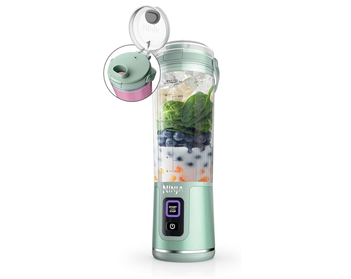 Ninja Blast Portable Blender, Cordless, 18oz. Vessel, Personal Blender BPA Free, Leakproof-Lid and Sip Spout, USB-C Rechargeable, Dishwasher Safe Parts -Tinted Mint BC151MT