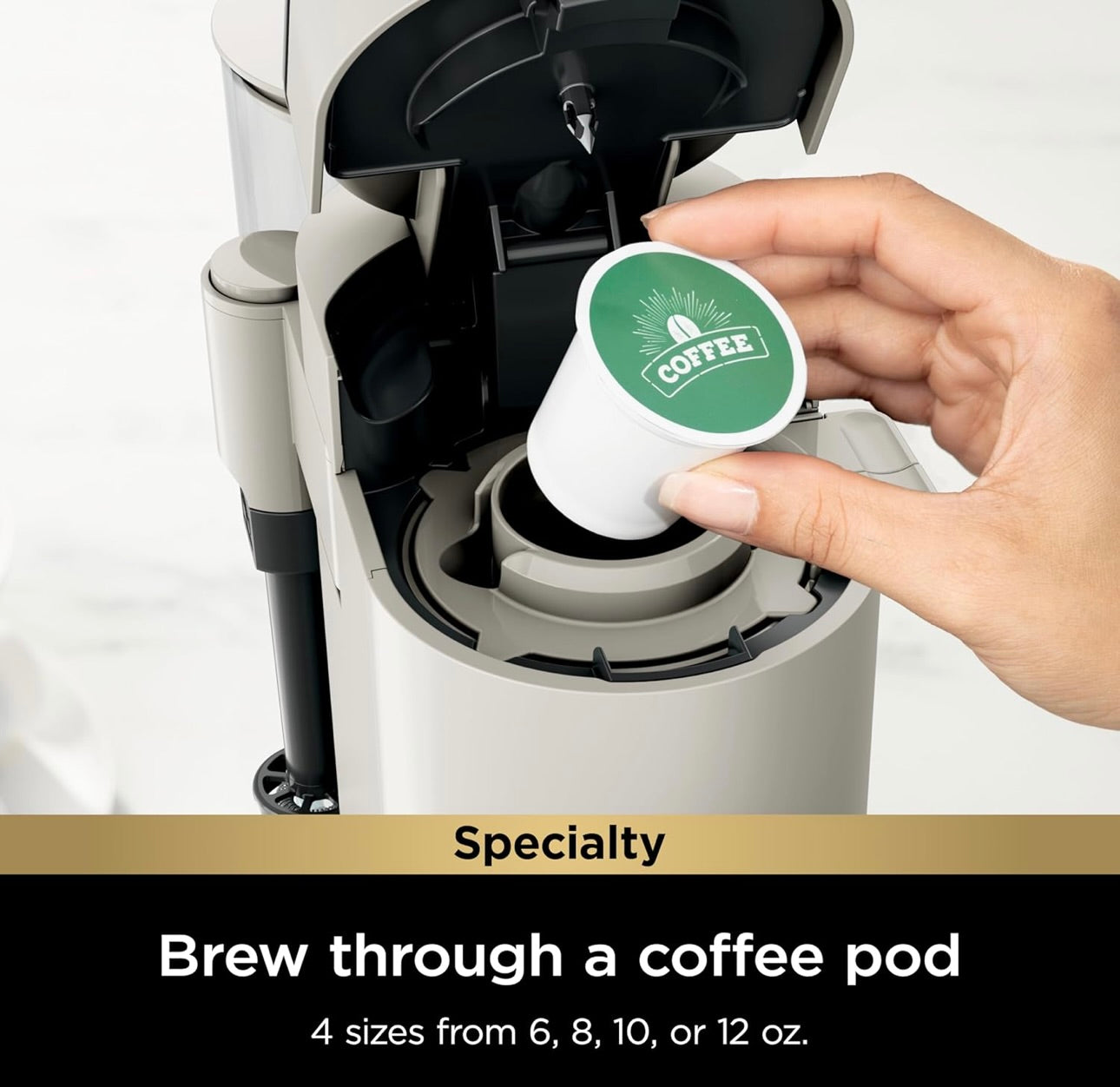 Ninja Pod & Grounds Specialty Single-Serve Coffee Maker, K-Cup Pod Compatible - Stone (PB051ST)