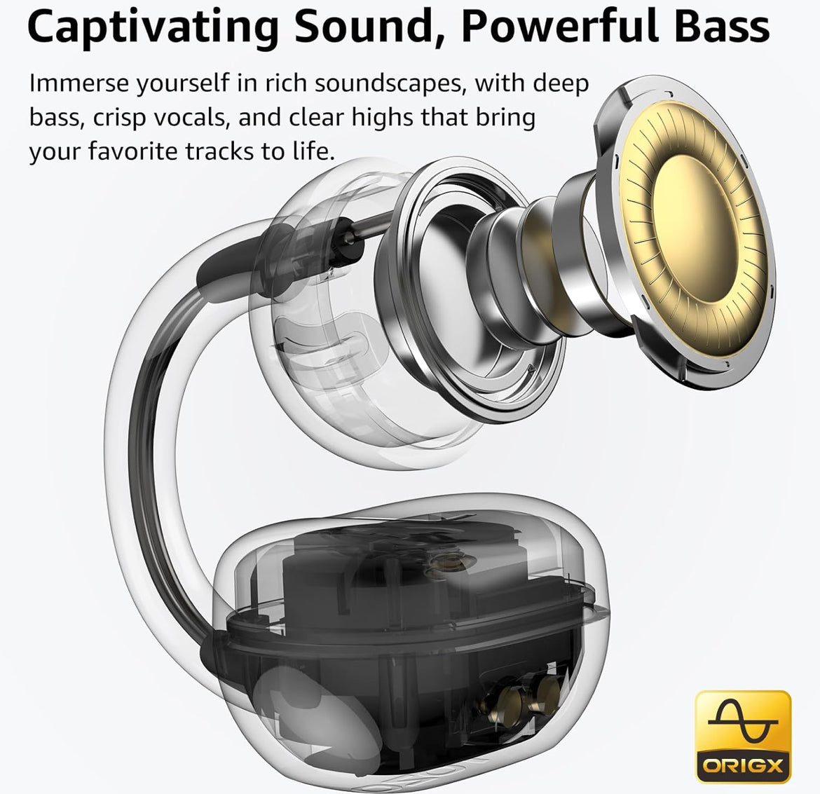 Open Ear Clip Earbuds, Lightweight Comfort 40H Play BT w/ Smart Digital Display - Pink