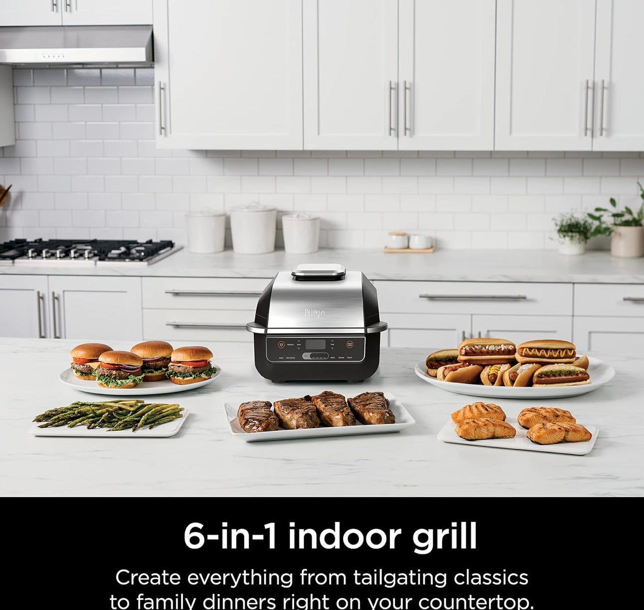 Ninja EG201 Foodi 6-in-1 Binnebraai met Lugbraai, Roostering, Bak, Broil & Dehidreer, 2de Generasie, Skottelgoedwasser Veilig, Swart/Silwer