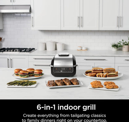Ninja EG201 Foodi 6-in-1 Binnebraai met Lugbraai, Roostering, Bak, Broil & Dehidreer, 2de Generasie, Skottelgoedwasser Veilig, Swart/Silwer
