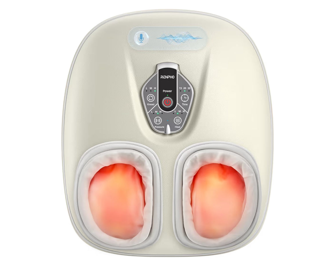 Foot Massager Machine w/ Shiatsu Foot Massager for Plantar Fasciitis Cordless Control - Exclusive Voice Control