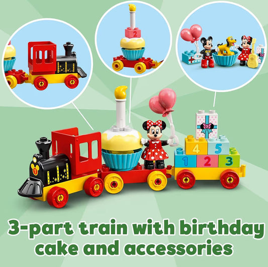 LEGO DUPLO Disney Mickey & Minnie Mouse Birthday Train Toy - Building Blocks for Toddlers, Ages 2+