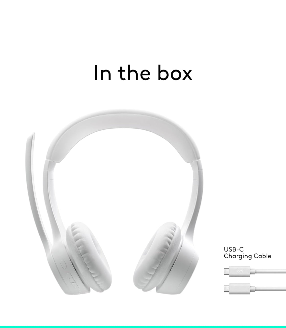 Logitech Zone 300 Draadlose Bluetooth Headset met Geraasonderdrukkende Mikrofoon, Versoenbaar met Windows, Mac, Chrome, Linux, iOS, iPadOS, Android – Off-White