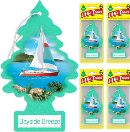 LITTLE TREES Kar Lugverfrisser Hangboompie Langdurige Geur – Bayside Breeze 6-Pakke