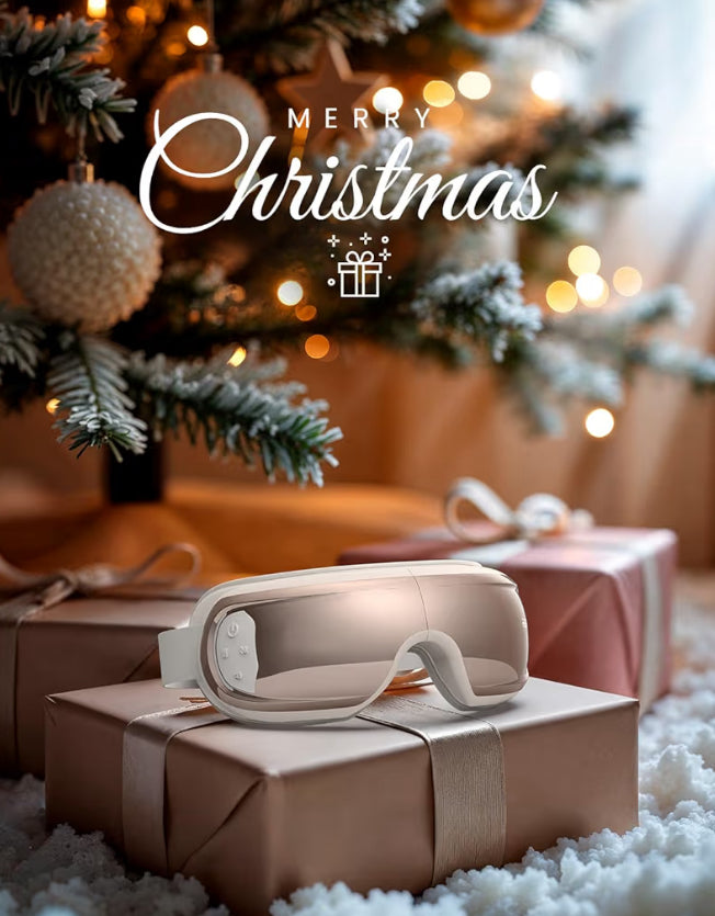 Eyeris 3 Eye Massager w/ Heat and Cooling Heated Eye Sleep Mask with Voice Control, Reduce Dry Eyes, Temple Stye Eye Care - (Rose Gold)