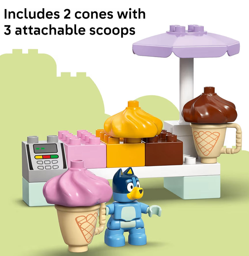 LEGO DUPLO Bluey Ice Cream Trip with Bluey - Toddler Toy for Kids, Boys, and Girls Ages 2+ - Includes Figure and Ice Cream Stand
