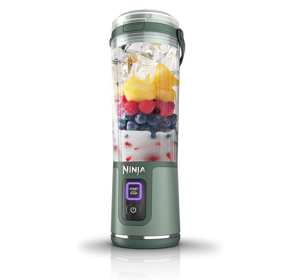 Ninja BC151EM Blast Portable Blender, Cordless, 18oz. Vessel, Personal Blender BPA Free, Leakproof-Lid & Sip Spout, USB-C Rechargeable, Dishwasher Safe Parts - Forest Green