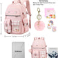 Backpack for Girls, 15.6 Inch Laptop School Bag Kids Kindergarten Elementary College Backpacks Large Bookbags for Teen Girl Women Students Casual Travel Daypacks (Pink)