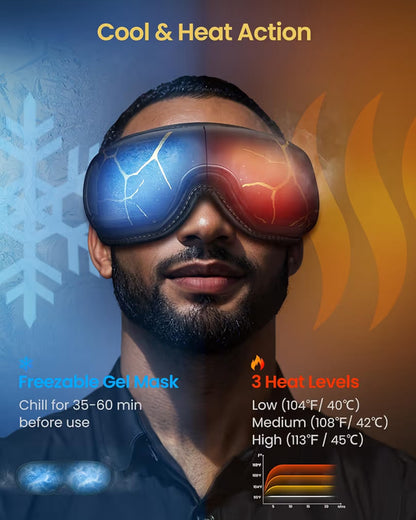 Eye Massager with Heat and Cooling,Eyeris Kintsugi Voice Control Eye Sleep Mask - Eye Care Device for Relaxation
