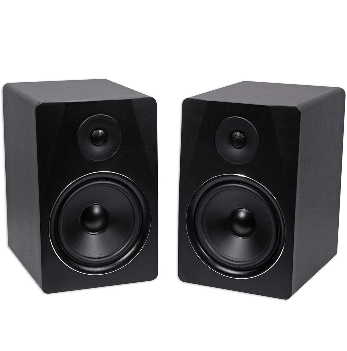 Rockville Pair APM8B 8" 500w Studio Monitors+Stands+Pads+ Headphones+Mic and Shield