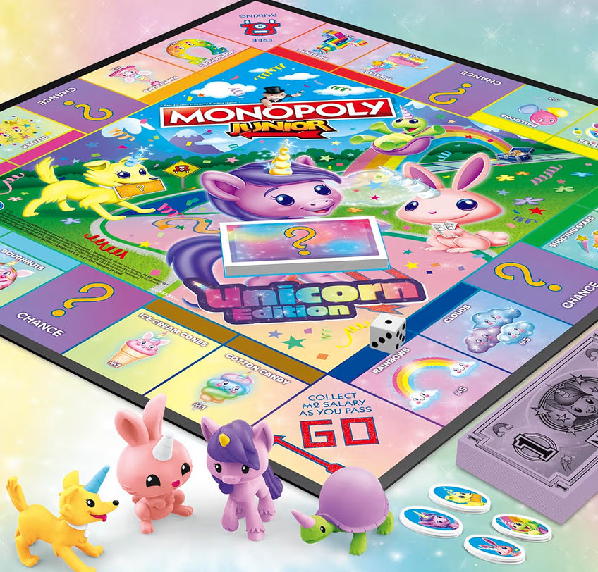Monopoly Junior: Unicorn Edition Board Game - Magical-Themed Indoor Family Game