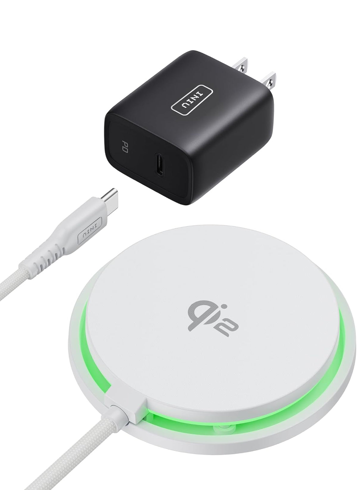 INIU Magnetic Wireless Charger, Qi2 Certified 15W Fast Wireless Charging Pad with Cooling Fan, for iPhone 16 15 14 13 12 Series, AirPods, and More (Adapter Included)