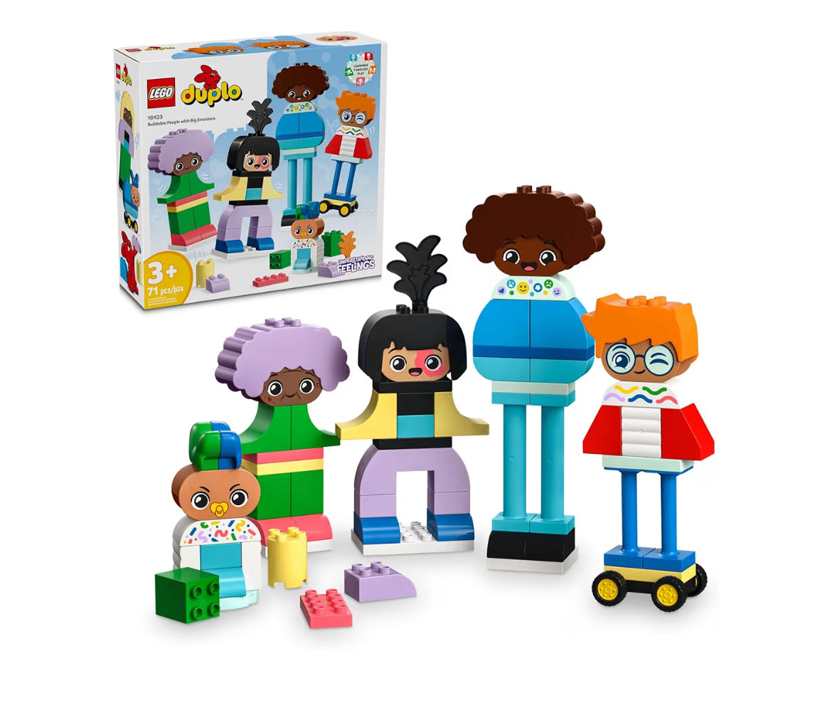 LEGO DUPLO Dorp Boubare Mense met Groot Emosies Interaktiewe Speelding, 5 Karakter met 10 Rolspel Gesigte, 71 Kleurvolle Stene