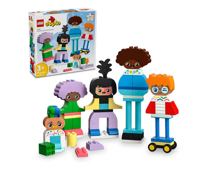 LEGO DUPLO Dorp Boubare Mense met Groot Emosies Interaktiewe Speelding, 5 Karakter met 10 Rolspel Gesigte, 71 Kleurvolle Stene