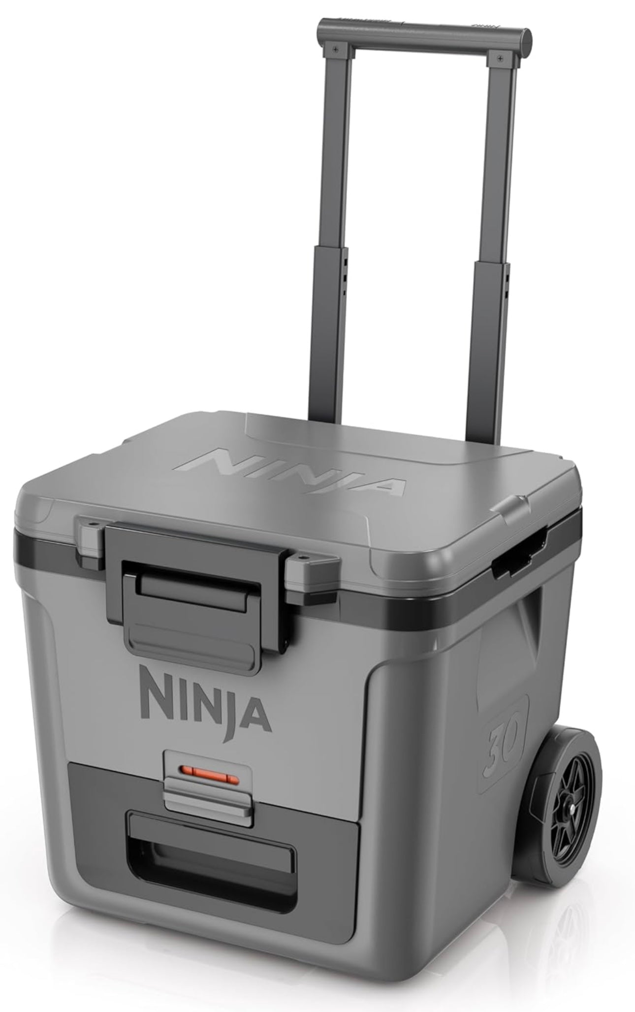 Ninja Cooler FrostVault 30QT-koeler met wiele – geïsoleer met Temp Dry-bergingslaai hou ys dae lank koud – State Gray