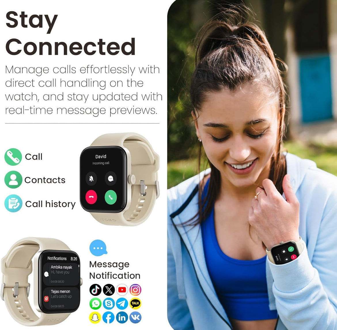 S4 One Smart Watch 1.78" Ultra-Clear Screen Call/Answer Fitness Tracker, Sleep Monitor IP68 Waterproof for iOS 11.0+ Android 9.0+ (Gold)