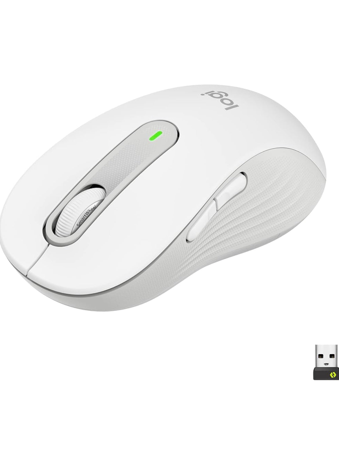 Logitech Wireless Muis Signature M650 L Volgrootte - Groot Hande, Stil Kliek, Aanpasbare Knoppies, Bluetooth, rekenaar/Mac/Chromebook - Off-White, Regshandig, Groot