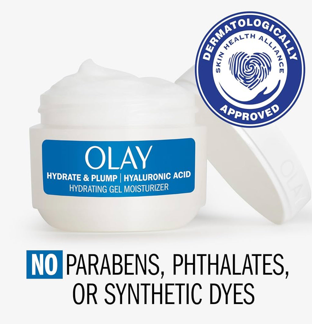 Olay Hialuroniese Suur Gesigbevogtiger, Voller & Hidrerende Jel vir Droë Vel, Behou & Herstel Vog, met Niasinamied (56 g)