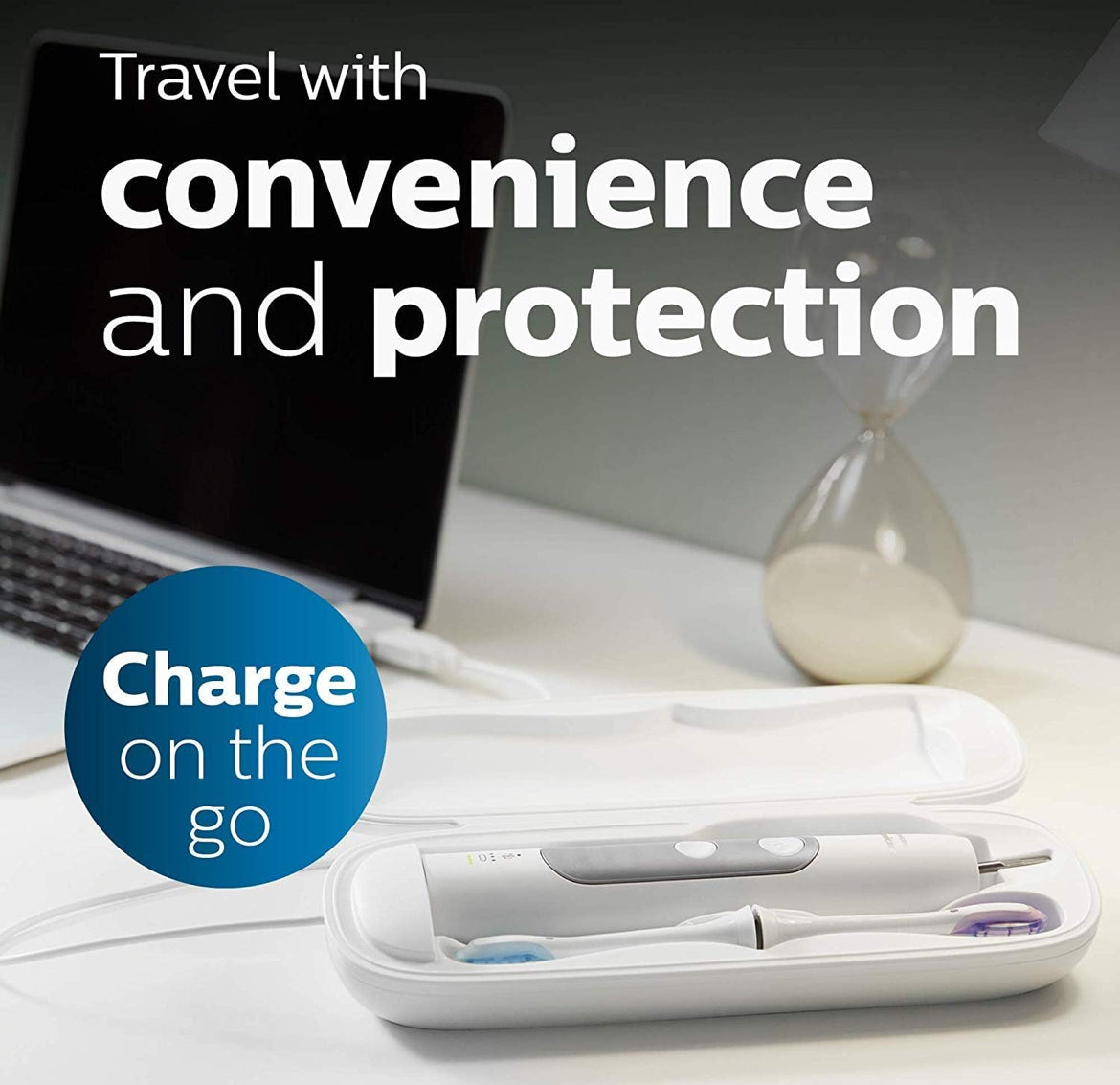 Brosse à dents électrique rechargeable Philips Sonicare ProtectiveClean 6500, avec capteur de pression, 3 modes de nettoyage, SmarTimer et QuadPacer, étui de voyage de charge – Bleu marine, HX6462/07