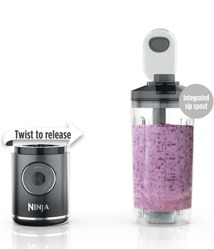 Ninja Blast Max, Draagbare & Persoonlike Versapper + Twist & Go, Smoothies, Versap, Yskneus, 3 Programme, Koordloos, 650 ml - Grys, BC251GY