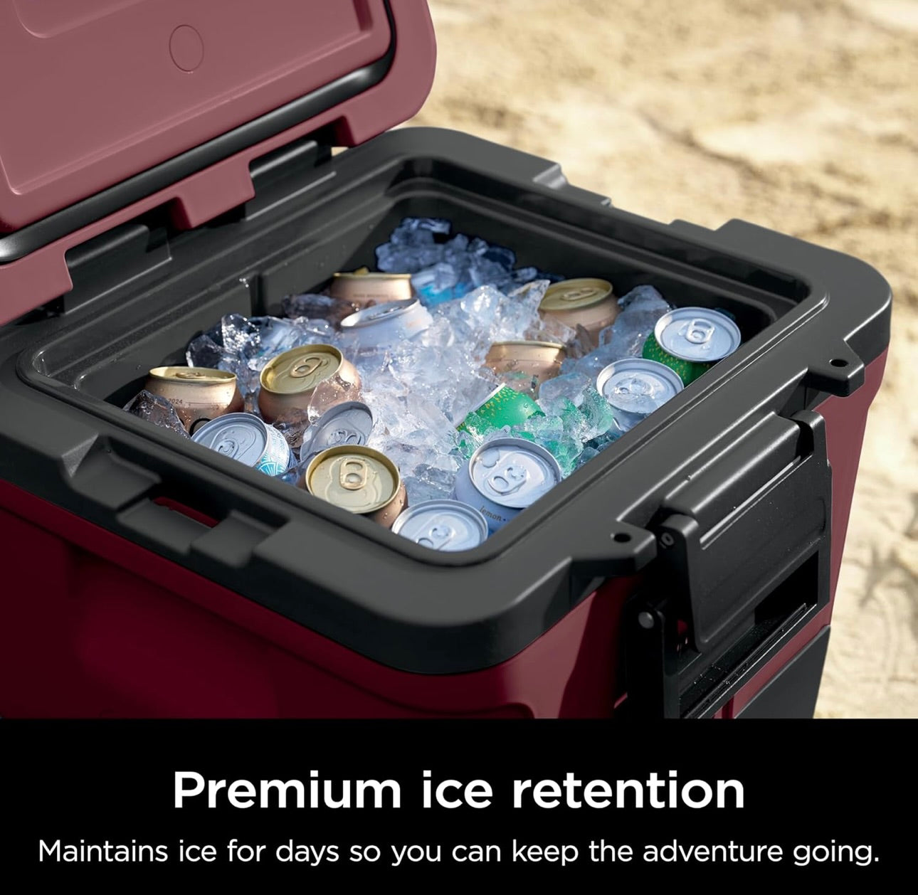 Ninja Cooler FrostVault 30QT-koeler met wiele – geïsoleer met temperatuur-droëberglade, hou ys dae lank koud – Canyonrooi