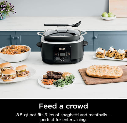 Ninja MC1010 Foodi PossibleCooker PLUS - Sous Vide & Rysrys 6-in-1 Multikoker, met 8.5 Liter, Stadige Koker, Nederlandse Oond & Meer, Glasdeksel & Geïntegreerde Lepel, Kleefvry, Oondvaste Pot tot 260°C, Swart