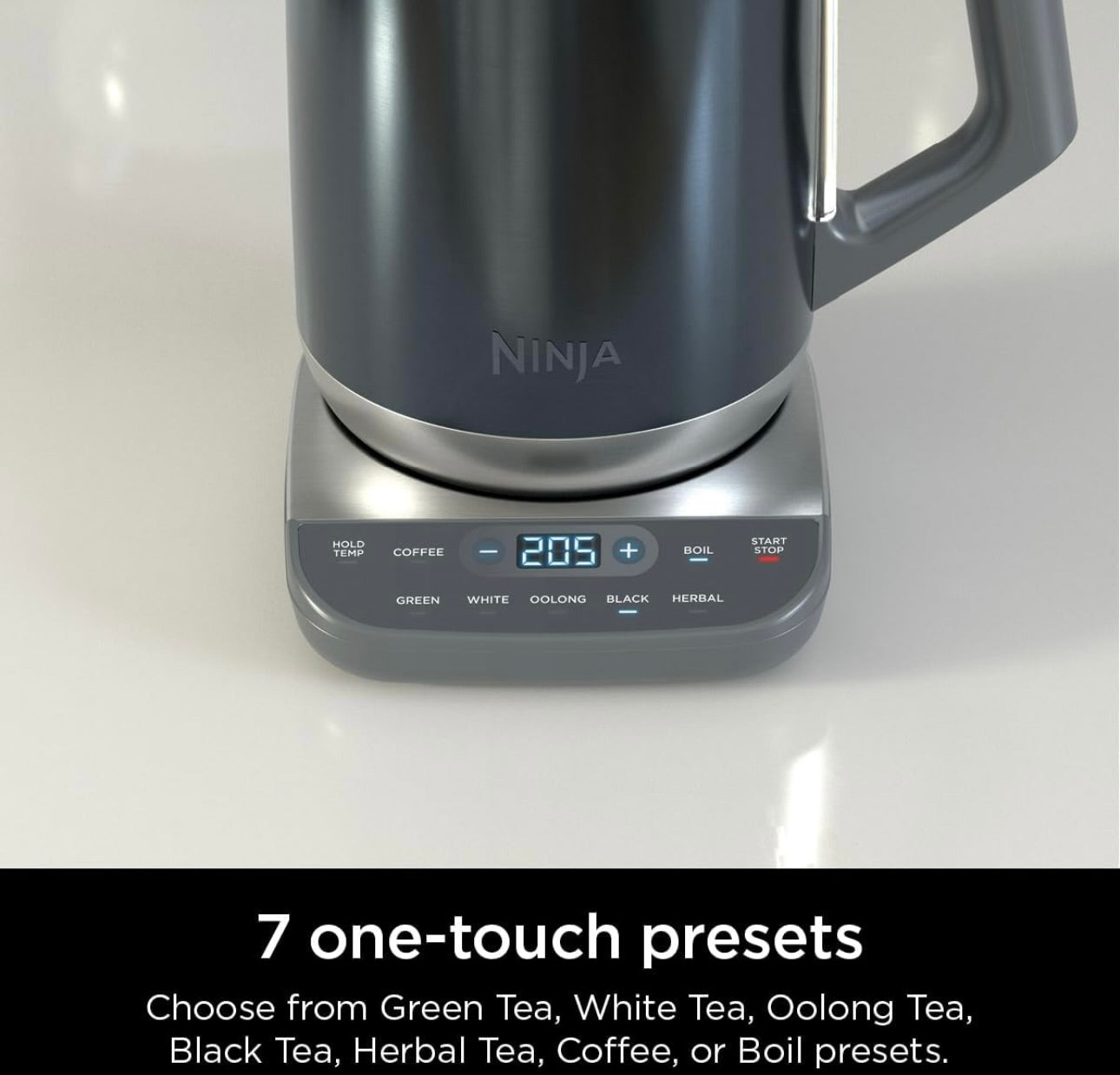 Ninja KT 200BL Precision Temperature Electric Kettle, 1500 watts, BPA Free, Stainless, 7-Cup Capacity