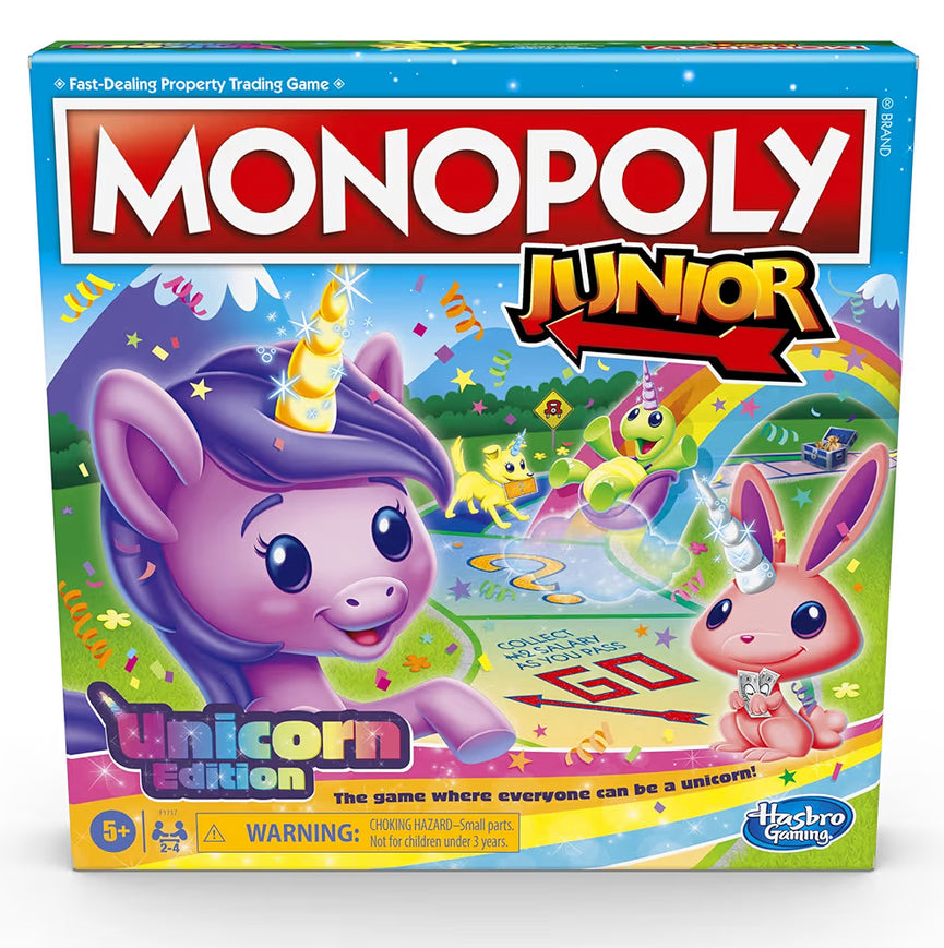 Monopoly Junior: Unicorn Edition Board Game - Magical-Themed Indoor Family Game
