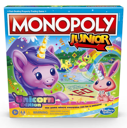 Monopoly Junior: Unicorn Edition Board Game - Magical-Themed Indoor Family Game