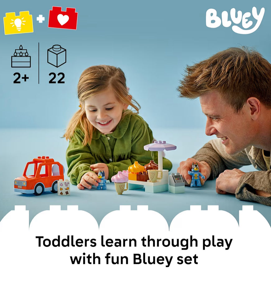 LEGO DUPLO Bluey Ice Cream Trip with Bluey - Toddler Toy for Kids, Boys, and Girls Ages 2+ - Includes Figure and Ice Cream Stand