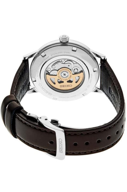 SEIKO Outomatiese Horlosie vir Mans - Presage Versameling - Grys/Bruin Plaat met Datumkalender, Vlekvrye Staal - Waterbestand 50M