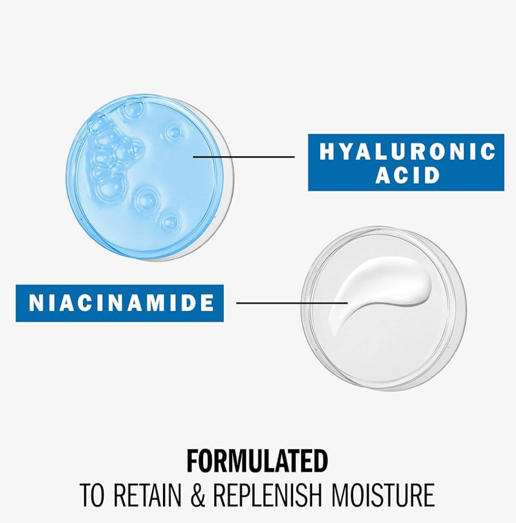 Olay Hialuroniese Suur Gesigbevogtiger, Voller & Hidrerende Jel vir Droë Vel, Behou & Herstel Vog, met Niasinamied (56 g)